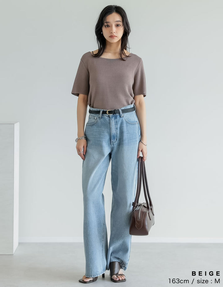 【TIME SALE 30%OFF ¥3,747⇒¥2,622】[涼感]スクエアネックレーヨンナイロンニットトップス トップス 人気レディースファッション通販 リエディ