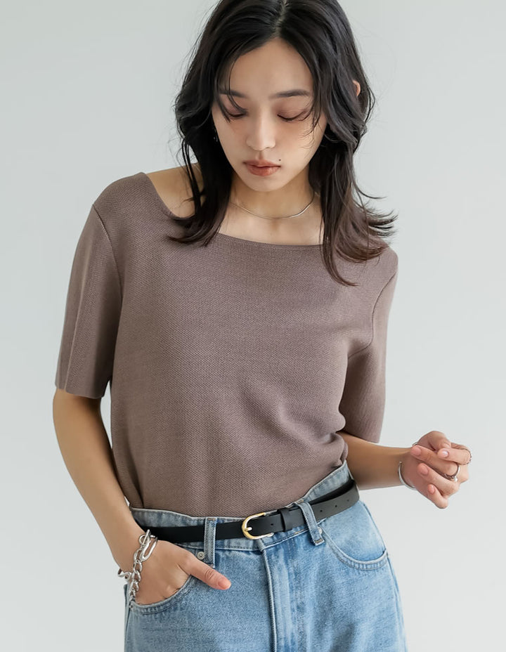 【TIME SALE 30%OFF ¥3,747⇒¥2,622】[涼感]スクエアネックレーヨンナイロンニットトップス トップス 人気レディースファッション通販 リエディ