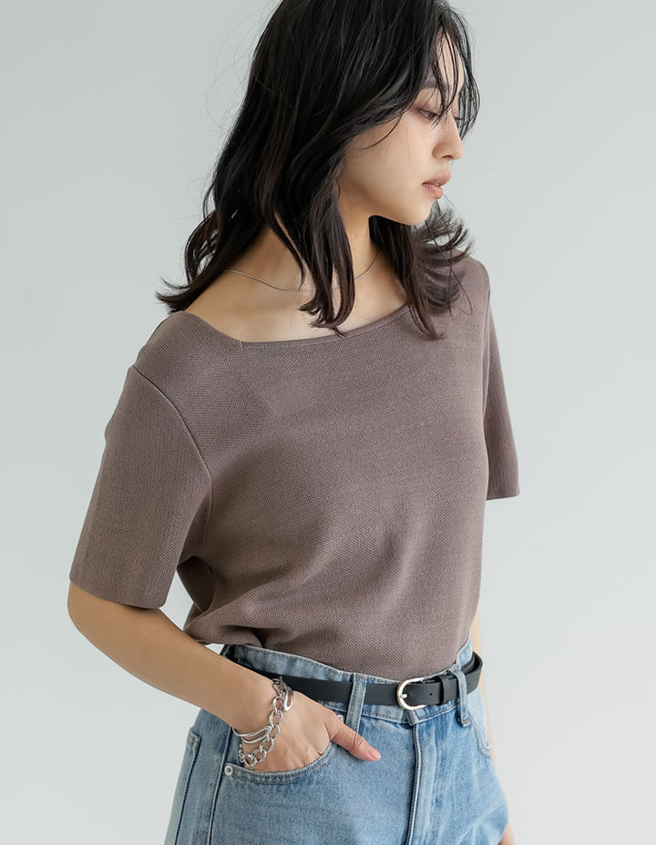【TIME SALE 30%OFF ¥3,747⇒¥2,622】[涼感]スクエアネックレーヨンナイロンニットトップス トップス 人気レディースファッション通販 リエディ