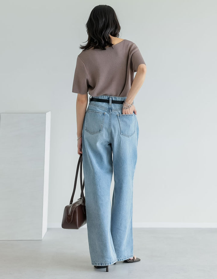 【TIME SALE 30%OFF ¥3,747⇒¥2,622】[涼感]スクエアネックレーヨンナイロンニットトップス トップス 人気レディースファッション通販 リエディ