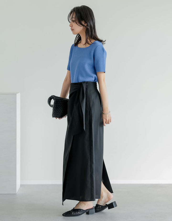 【TIME SALE 30%OFF ¥3,747⇒¥2,622】[涼感]スクエアネックレーヨンナイロンニットトップス トップス 人気レディースファッション通販 リエディ