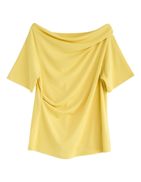 リブカットソードレープTシャツ