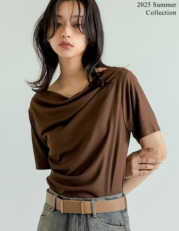 リブカットソードレープTシャツ - トップス通販 | 人気レディース