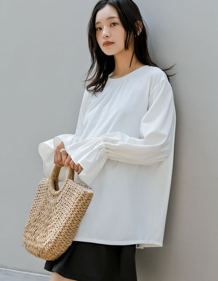 【TIME SALE 35%OFF ¥4,998⇒¥3,248】[UVカット][接触冷感][速乾][水陸両用][DAILY SWIM]ラッシュガード前開きリボンブラウス[返品交換不可] 水着/着物・浴衣 人気レディースファッション通販 リエディ