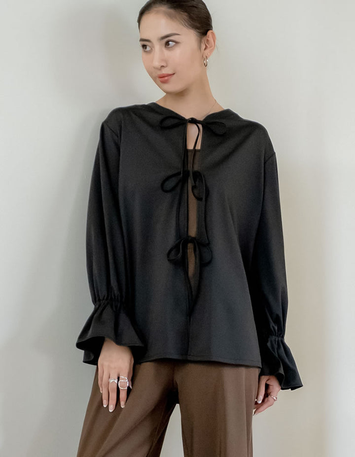 【TIME SALE 35%OFF ¥4,998⇒¥3,248】[UVカット][接触冷感][速乾][水陸両用][DAILY SWIM]ラッシュガード前開きリボンブラウス[返品交換不可] 水着/着物・浴衣 人気レディースファッション通販 リエディ