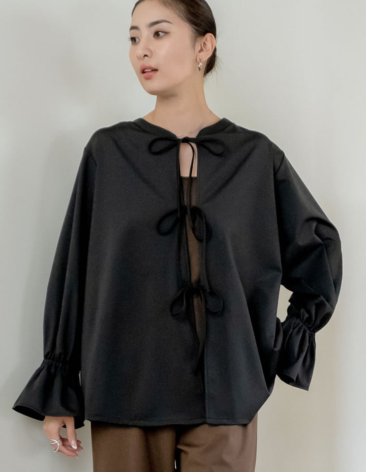 【TIME SALE 35%OFF ¥4,998⇒¥3,248】[UVカット][接触冷感][速乾][水陸両用][DAILY SWIM]ラッシュガード前開きリボンブラウス[返品交換不可] 水着/着物・浴衣 人気レディースファッション通販 リエディ