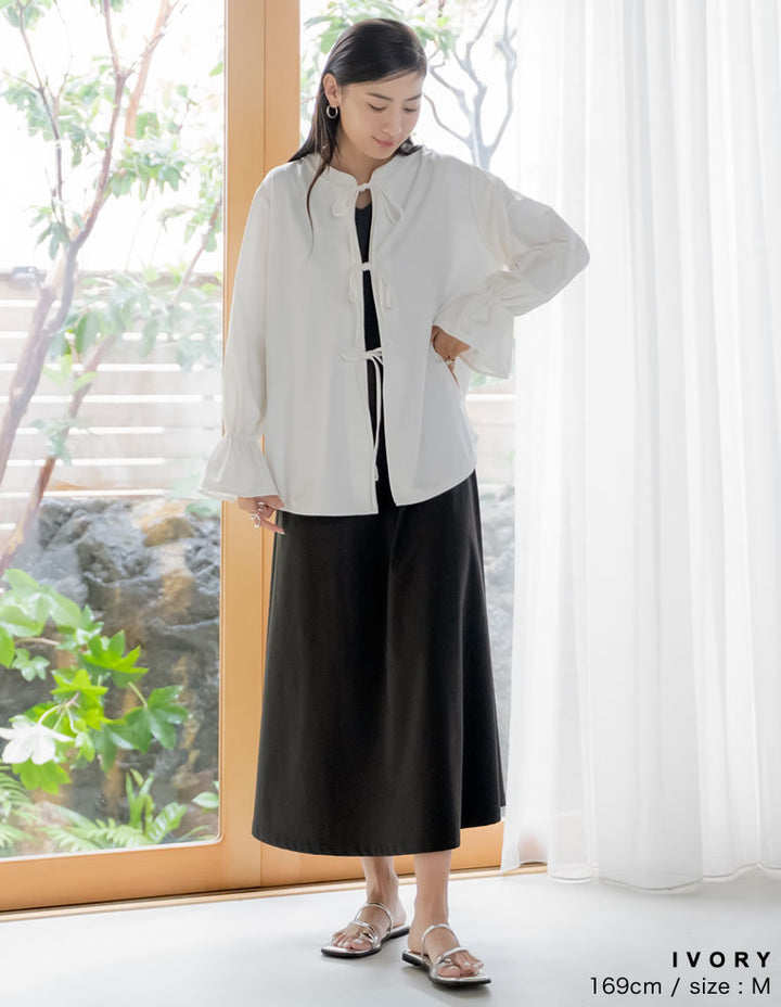 【TIME SALE 35%OFF ¥4,998⇒¥3,248】[UVカット][接触冷感][速乾][水陸両用][DAILY SWIM]ラッシュガード前開きリボンブラウス[返品交換不可] 水着/着物・浴衣 人気レディースファッション通販 リエディ
