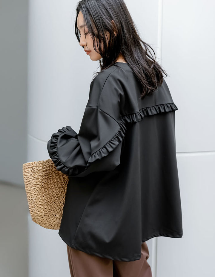 【TIME SALE 30%OFF ¥5,998⇒¥4,198】[UVカット][接触冷感][速乾][水陸両用][DAILY SWIM]ラッシュガード袖フリルZIPブルゾン[返品交換不可] 水着/着物・浴衣 人気レディースファッション通販 リエディ