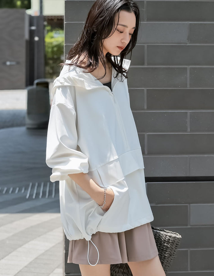 【TIME SALE 30%OFF ¥5,998⇒¥4,198】[UVカット][接触冷感][速乾][水陸両用][DAILY SWIM]ラッシュガードフード付アノラック[返品交換不可] 水着/着物・浴衣 人気レディースファッション通販 リエディ