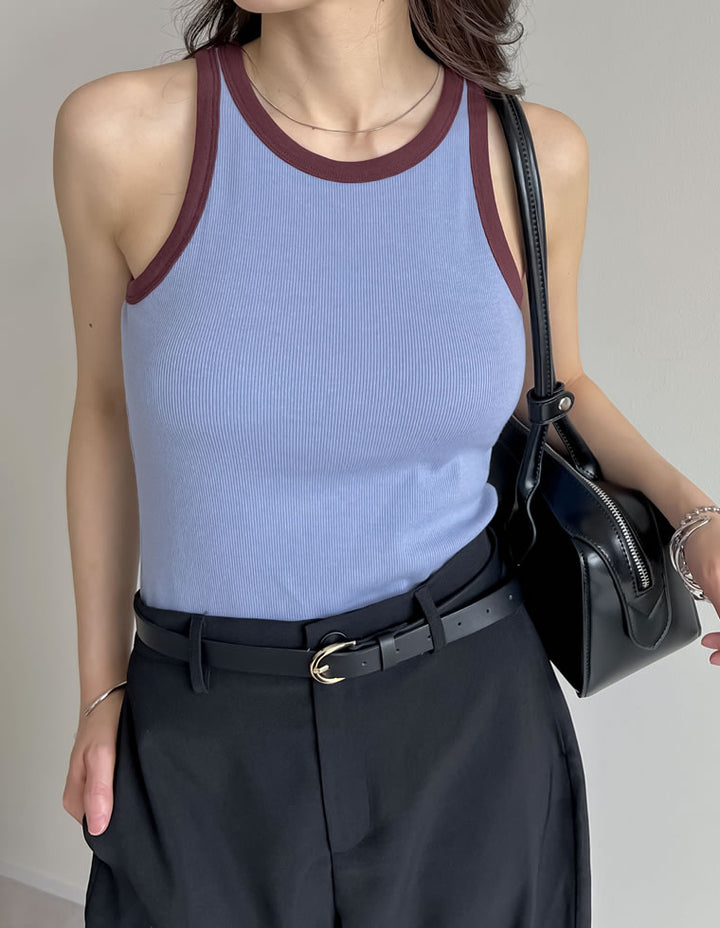 【TIME SALE 30%OFF ¥3,298⇒¥2,308】[2025 SUMMER COLLECTION]テレコリブカップ付きバイカラーアメスリタンク[返品交換不可][mb] トップス 人気レディースファッション通販 リエディ