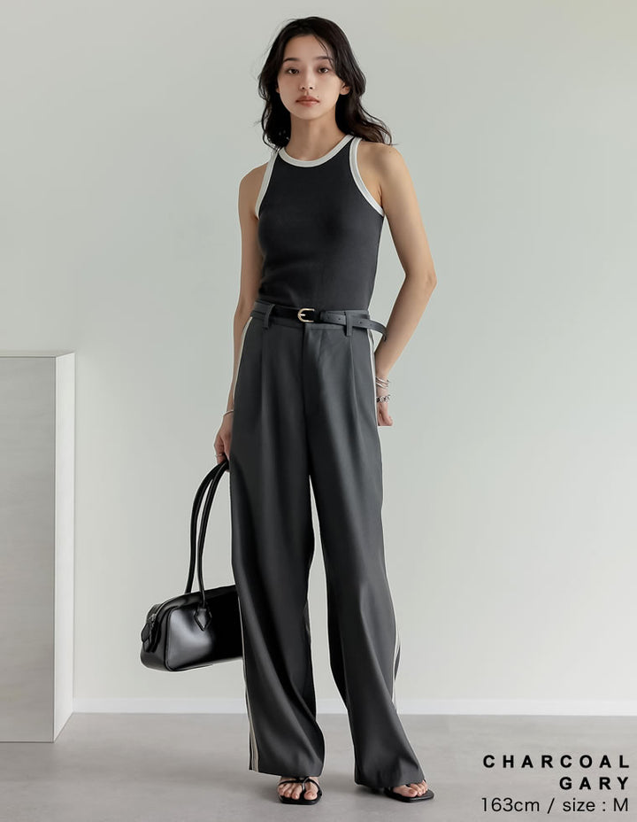 【TIME SALE 30%OFF ¥3,298⇒¥2,308】[2025 SUMMER COLLECTION]テレコリブカップ付きバイカラーアメスリタンク[返品交換不可][mb] トップス 人気レディースファッション通販 リエディ