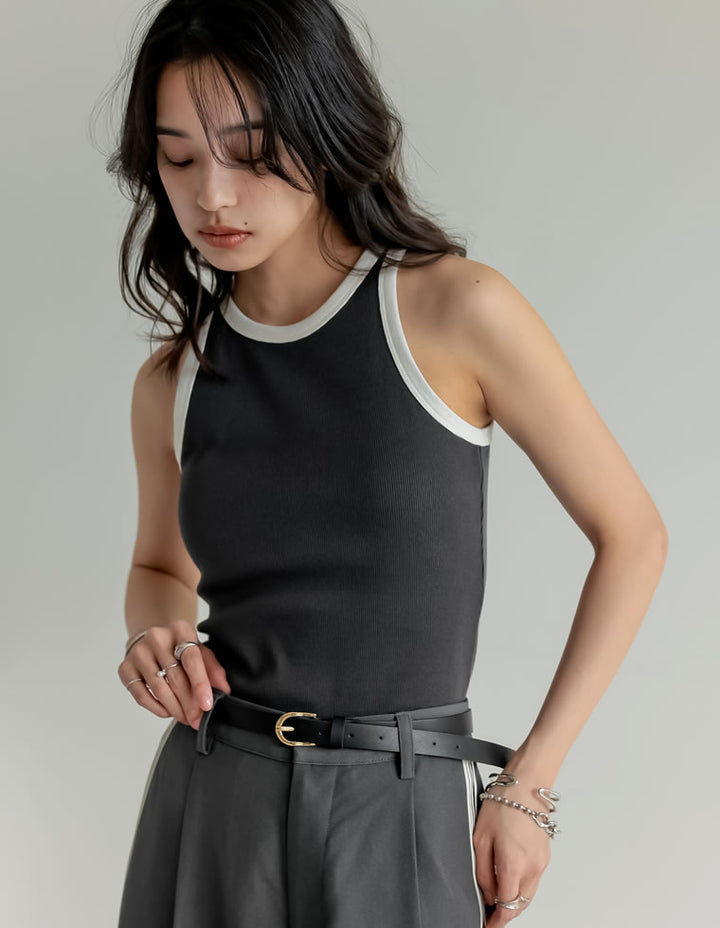 【TIME SALE 30%OFF ¥3,298⇒¥2,308】[2025 SUMMER COLLECTION]テレコリブカップ付きバイカラーアメスリタンク[返品交換不可][mb] トップス 人気レディースファッション通販 リエディ