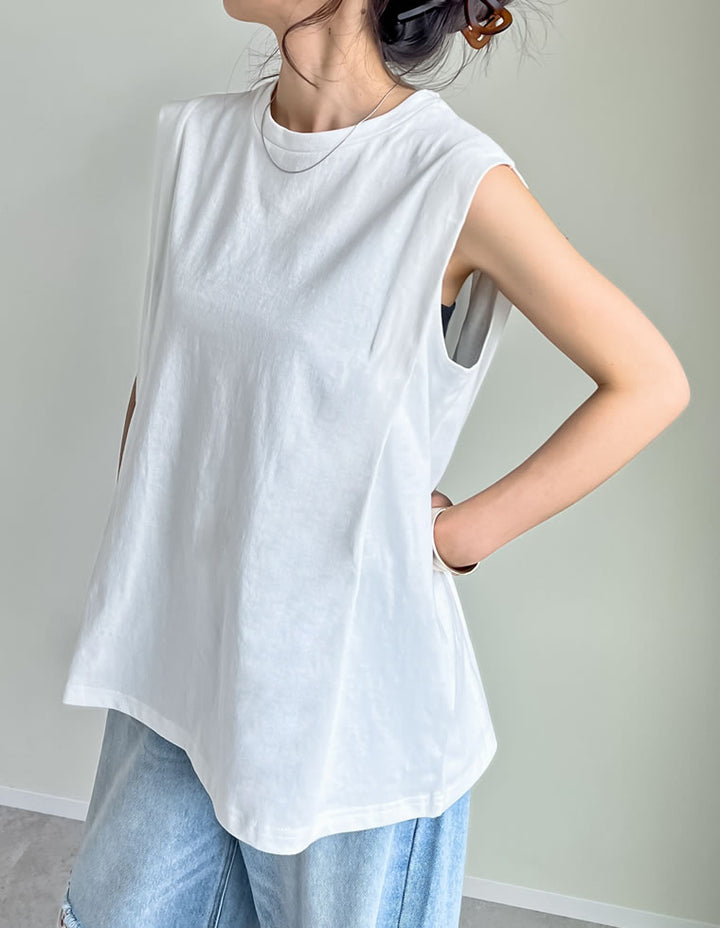 綿天竺ショルダータックノースリーブTシャツ[mb] トップス 人気レディースファッション通販 リエディ