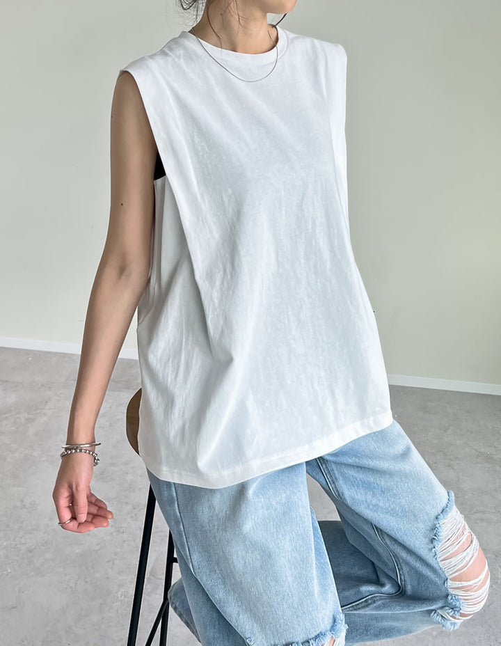 綿天竺ショルダータックノースリーブTシャツ[mb] トップス 人気レディースファッション通販 リエディ