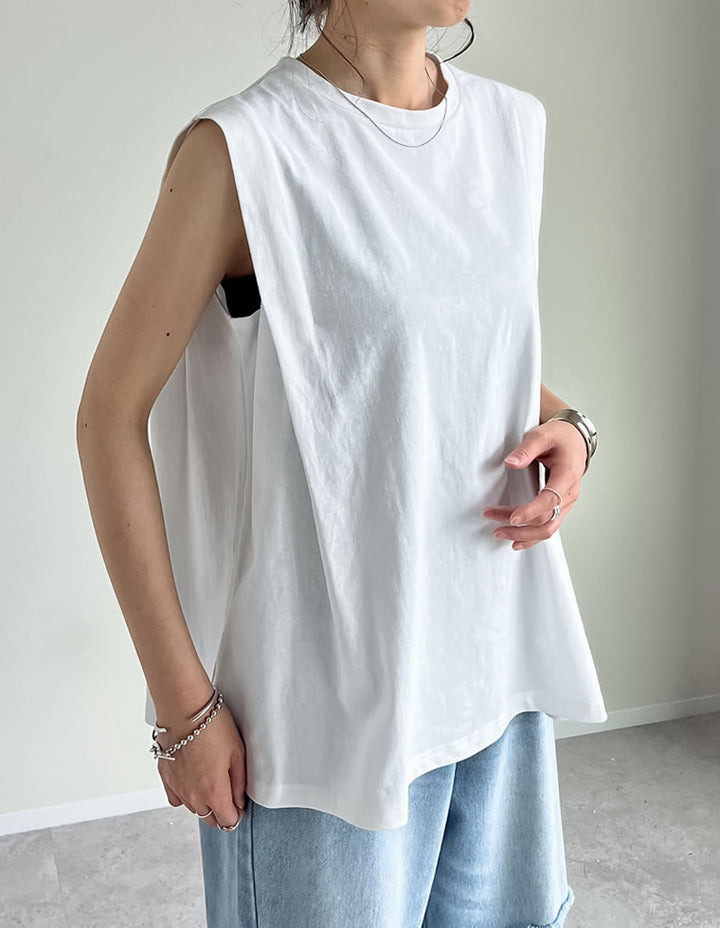 綿天竺ショルダータックノースリーブTシャツ[mb] トップス 人気レディースファッション通販 リエディ