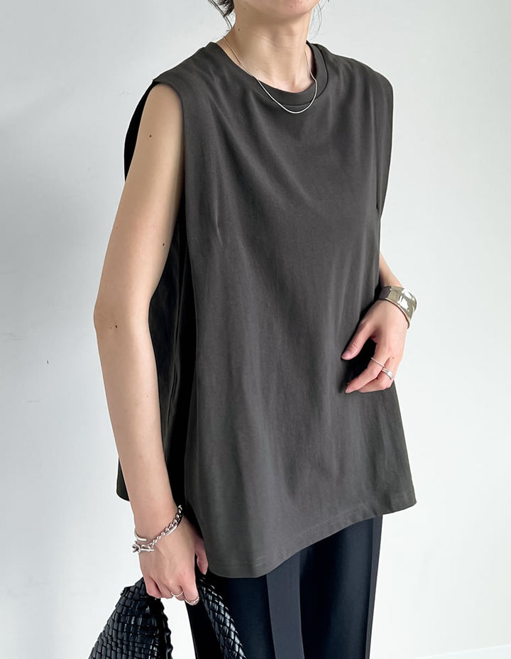 綿天竺ショルダータックノースリーブTシャツ[mb] トップス 人気レディースファッション通販 リエディ