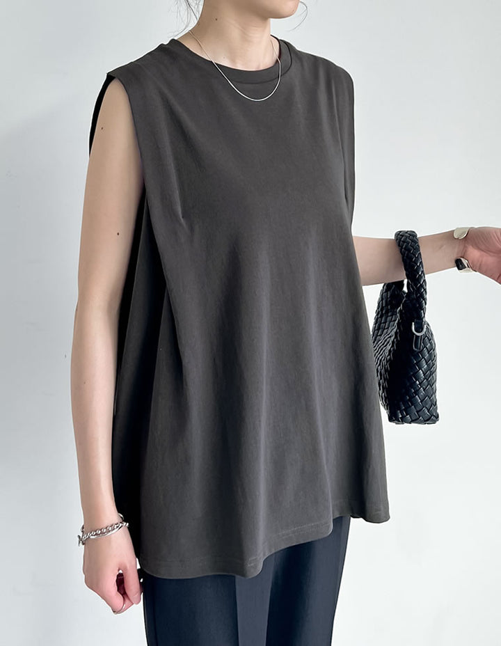 綿天竺ショルダータックノースリーブTシャツ[mb] トップス 人気レディースファッション通販 リエディ
