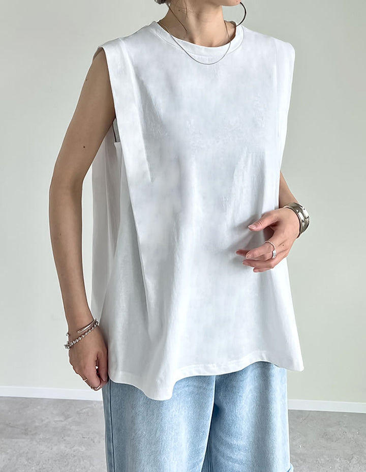 綿天竺ショルダータックノースリーブTシャツ[mb] トップス 人気レディースファッション通販 リエディ
