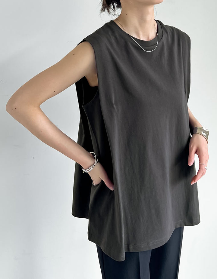 綿天竺ショルダータックノースリーブTシャツ[mb] トップス 人気レディースファッション通販 リエディ