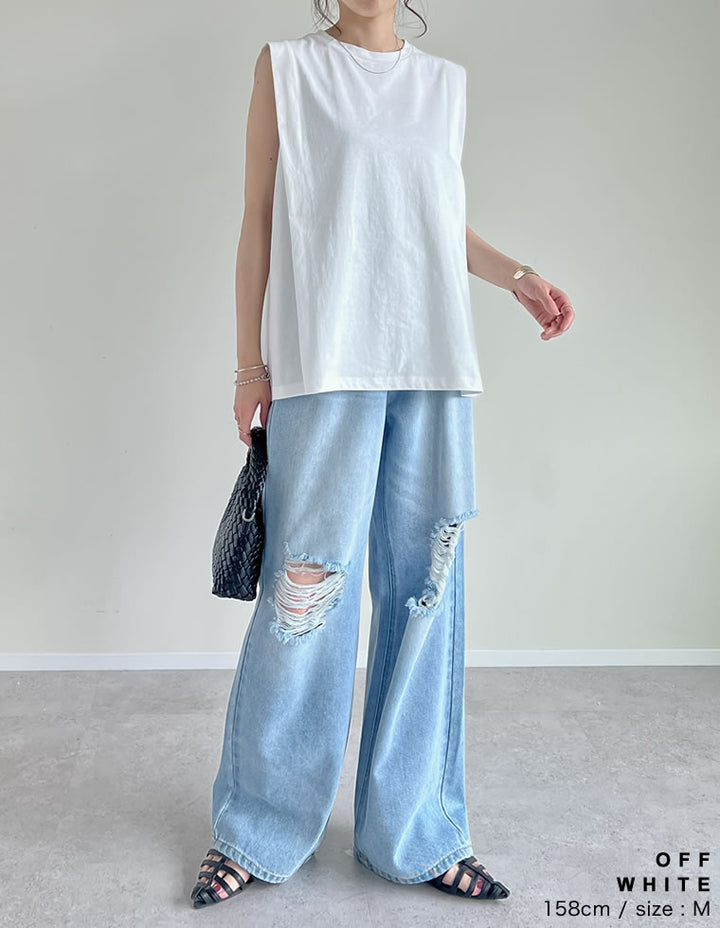 綿天竺ショルダータックノースリーブTシャツ[mb] トップス 人気レディースファッション通販 リエディ