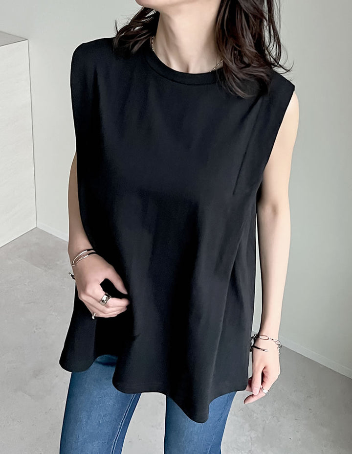 綿天竺ショルダータックノースリーブTシャツ[mb] トップス 人気レディースファッション通販 リエディ