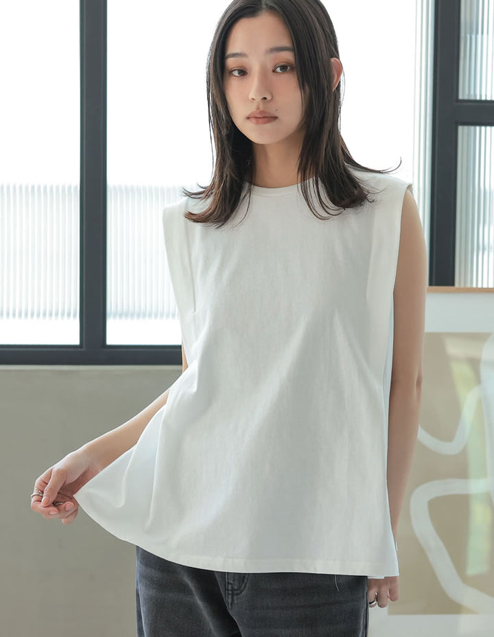 綿天竺ショルダータックノースリーブTシャツ[mb] トップス 人気レディースファッション通販 リエディ