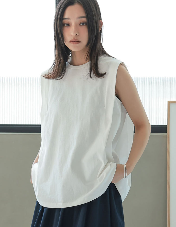綿天竺ショルダータックノースリーブTシャツ[mb] トップス 人気レディースファッション通販 リエディ