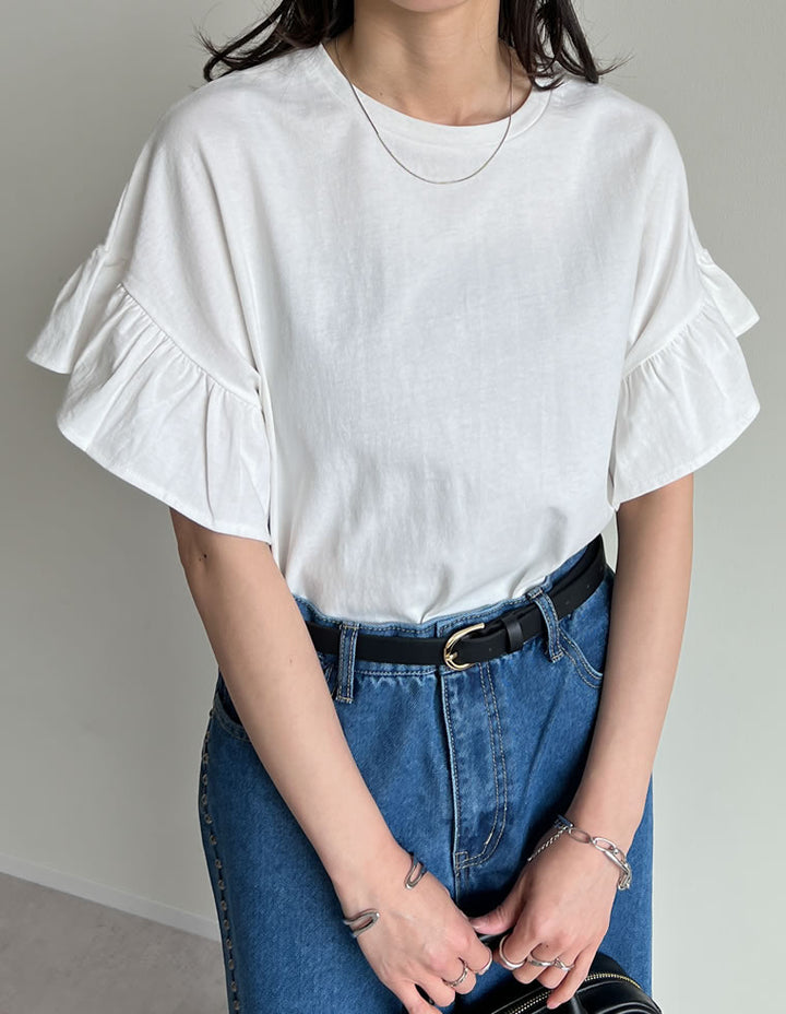 【TIME SALE 20%OFF ¥2,498⇒¥1,998】綿天竺ショルダーフリルTシャツ[mb] トップス 人気レディースファッション通販 リエディ