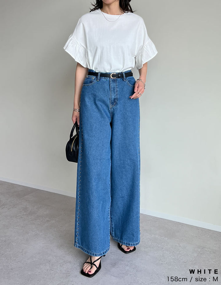 【TIME SALE 20%OFF ¥2,498⇒¥1,998】綿天竺ショルダーフリルTシャツ[mb] トップス 人気レディースファッション通販 リエディ