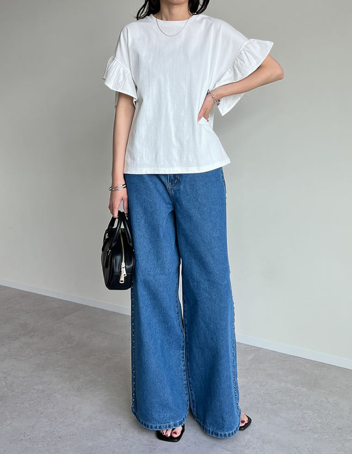 【TIME SALE 20%OFF ¥2,498⇒¥1,998】綿天竺ショルダーフリルTシャツ[mb] トップス 人気レディースファッション通販 リエディ