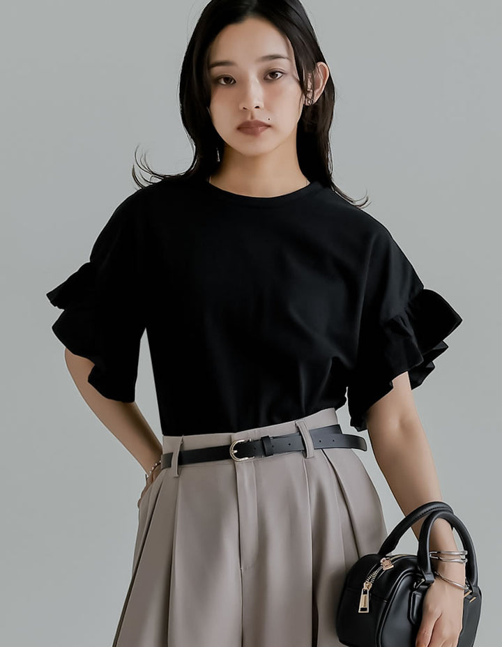 【TIME SALE 20%OFF ¥2,498⇒¥1,998】綿天竺ショルダーフリルTシャツ[mb] トップス 人気レディースファッション通販 リエディ