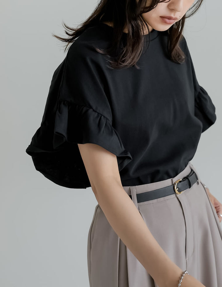 【TIME SALE 20%OFF ¥2,498⇒¥1,998】綿天竺ショルダーフリルTシャツ[mb] トップス 人気レディースファッション通販 リエディ