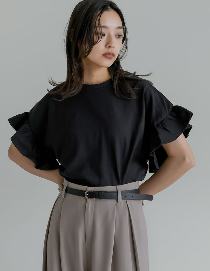 【TIME SALE 20%OFF ¥2,498⇒¥1,998】綿天竺ショルダーフリルTシャツ[mb] トップス 人気レディースファッション通販 リエディ