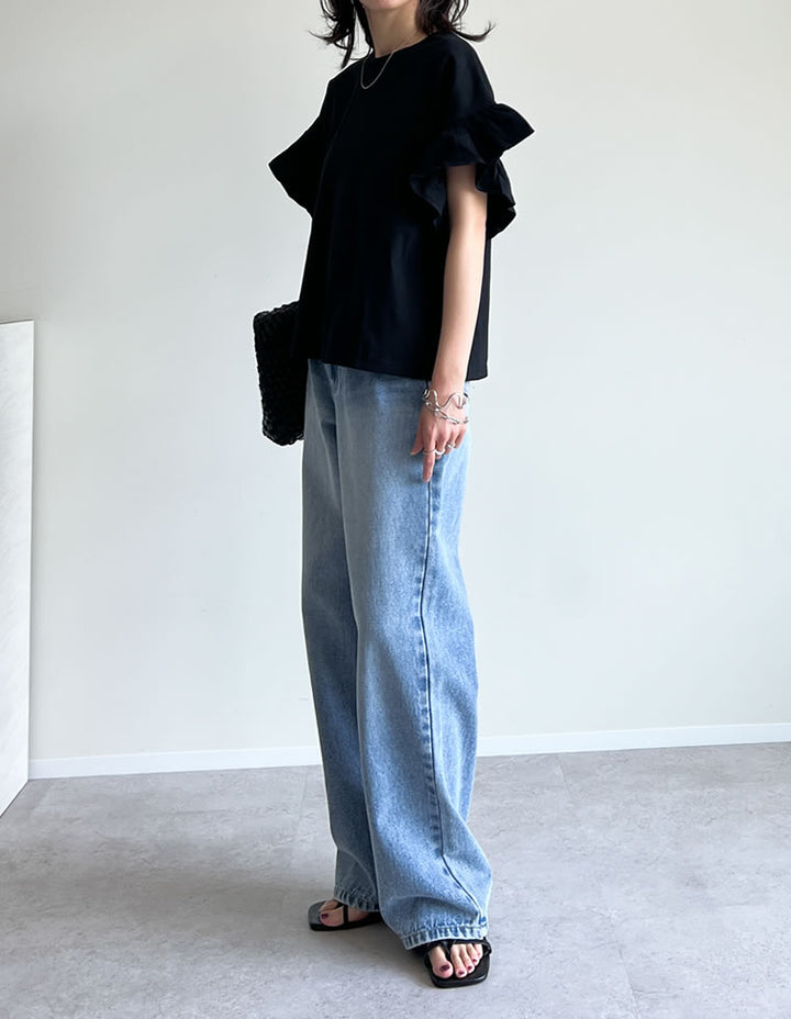 【TIME SALE 20%OFF ¥2,498⇒¥1,998】綿天竺ショルダーフリルTシャツ[mb] トップス 人気レディースファッション通販 リエディ