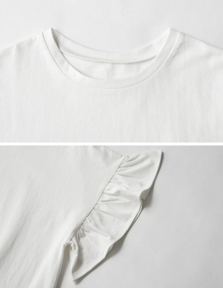 【TIME SALE 20%OFF ¥2,498⇒¥1,998】綿天竺ショルダーフリルTシャツ[mb] トップス 人気レディースファッション通販 リエディ