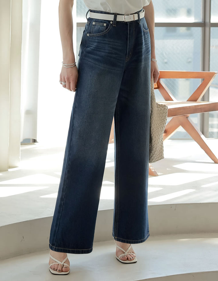 【TIME SALE 10%OFF ¥4,998⇒¥4,498】[2025 SUMMER COLLECTION][低身長/高身長サイズ有]コットンワイドストレートデニムパンツ パンツ 人気レディースファッション通販 リエディ