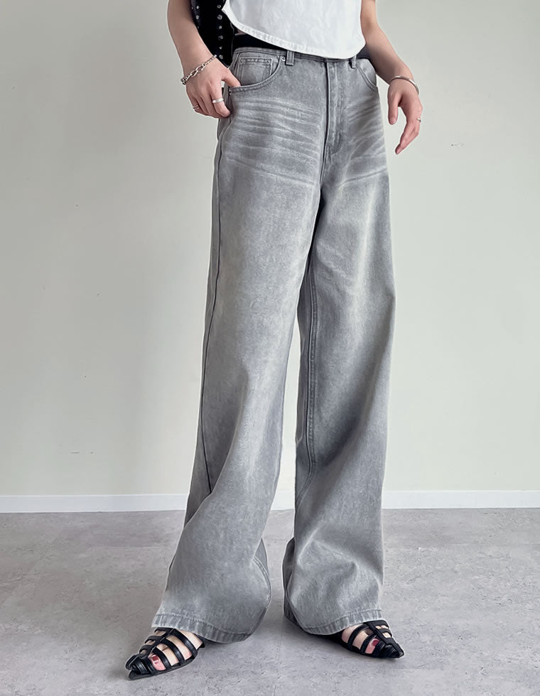 コットンデニムワイドストレートパンツ - パンツ通販 | 人気レディース