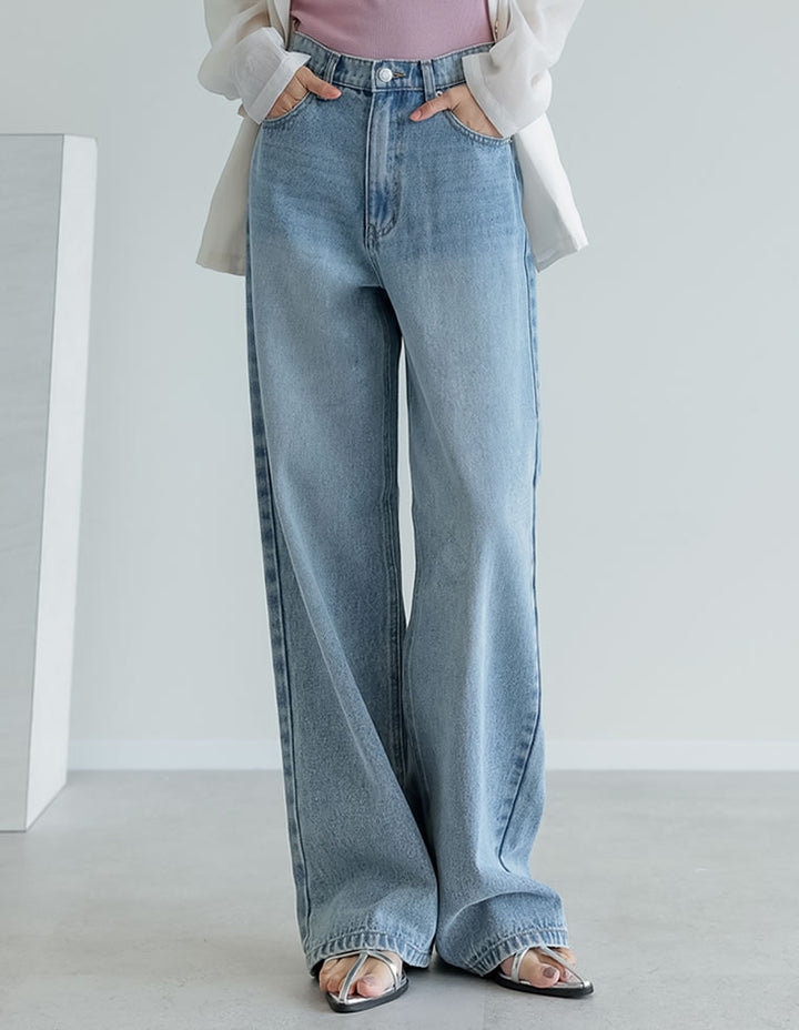 【TIME SALE 10%OFF ¥4,998⇒¥4,498】[2025 SUMMER COLLECTION][低身長/高身長サイズ有]コットンワイドストレートデニムパンツ パンツ 人気レディースファッション通販 リエディ