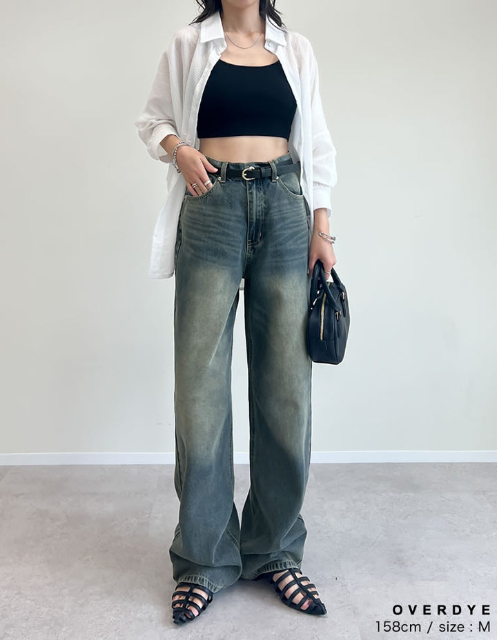 【TIME SALE 10%OFF ¥4,998⇒¥4,498】[2025 SUMMER COLLECTION][低身長/高身長サイズ有]コットンワイドストレートデニムパンツ パンツ 人気レディースファッション通販 リエディ
