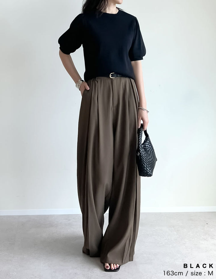 【TIME SALE 20%OFF ¥3,747⇒¥2,997】[二の腕カバー][涼感]レーヨンブレンドパフスリーブスポンジニットトップス トップス 人気レディースファッション通販 リエディ