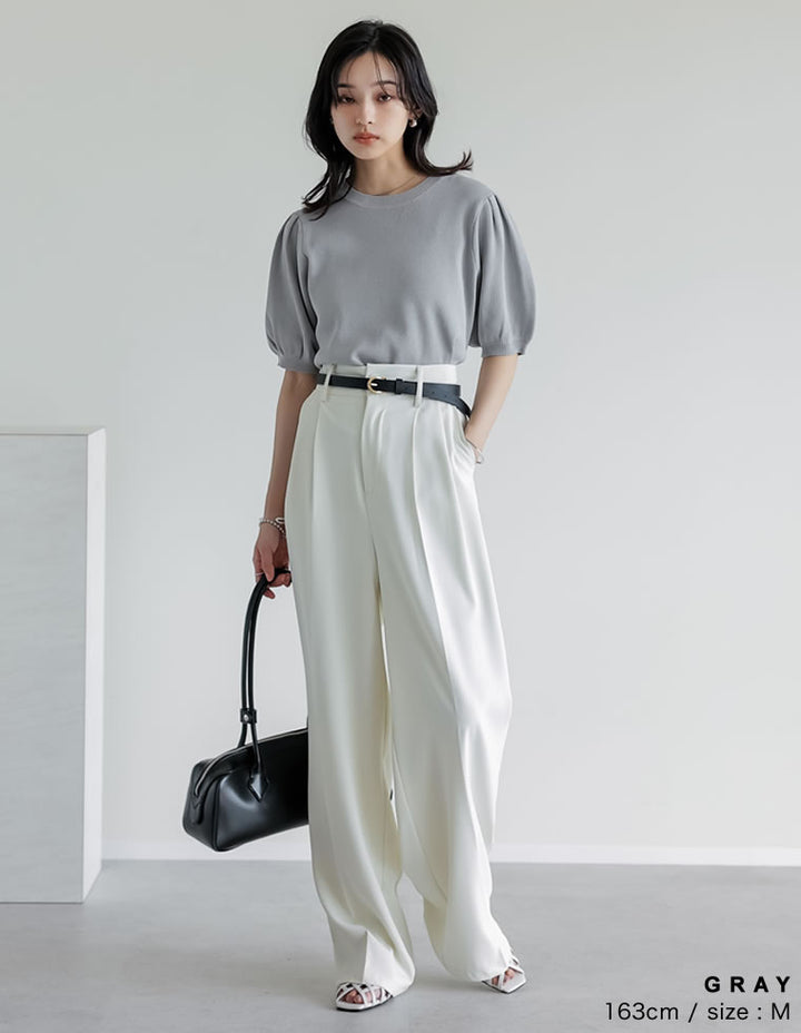 【TIME SALE 20%OFF ¥3,747⇒¥2,997】[二の腕カバー][涼感]レーヨンブレンドパフスリーブスポンジニットトップス トップス 人気レディースファッション通販 リエディ