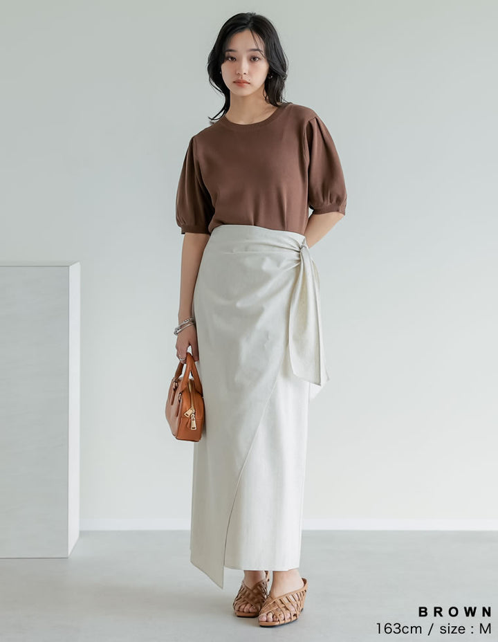 【TIME SALE 20%OFF ¥3,747⇒¥2,997】[二の腕カバー][涼感]レーヨンブレンドパフスリーブスポンジニットトップス トップス 人気レディースファッション通販 リエディ