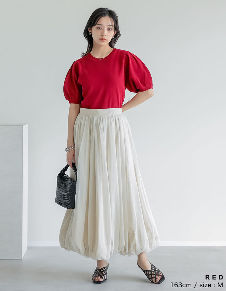 【TIME SALE 20%OFF ¥3,747⇒¥2,997】[二の腕カバー][涼感]レーヨンブレンドパフスリーブスポンジニットトップス トップス 人気レディースファッション通販 リエディ