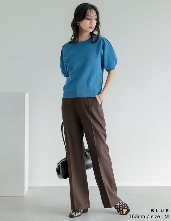 【TIME SALE 20%OFF ¥3,747⇒¥2,997】[二の腕カバー][涼感]レーヨンブレンドパフスリーブスポンジニットトップス トップス 人気レディースファッション通販 リエディ
