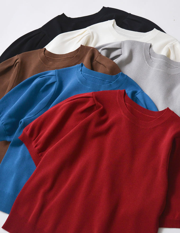 【TIME SALE 20%OFF ¥3,747⇒¥2,997】[二の腕カバー][涼感]レーヨンブレンドパフスリーブスポンジニットトップス トップス 人気レディースファッション通販 リエディ