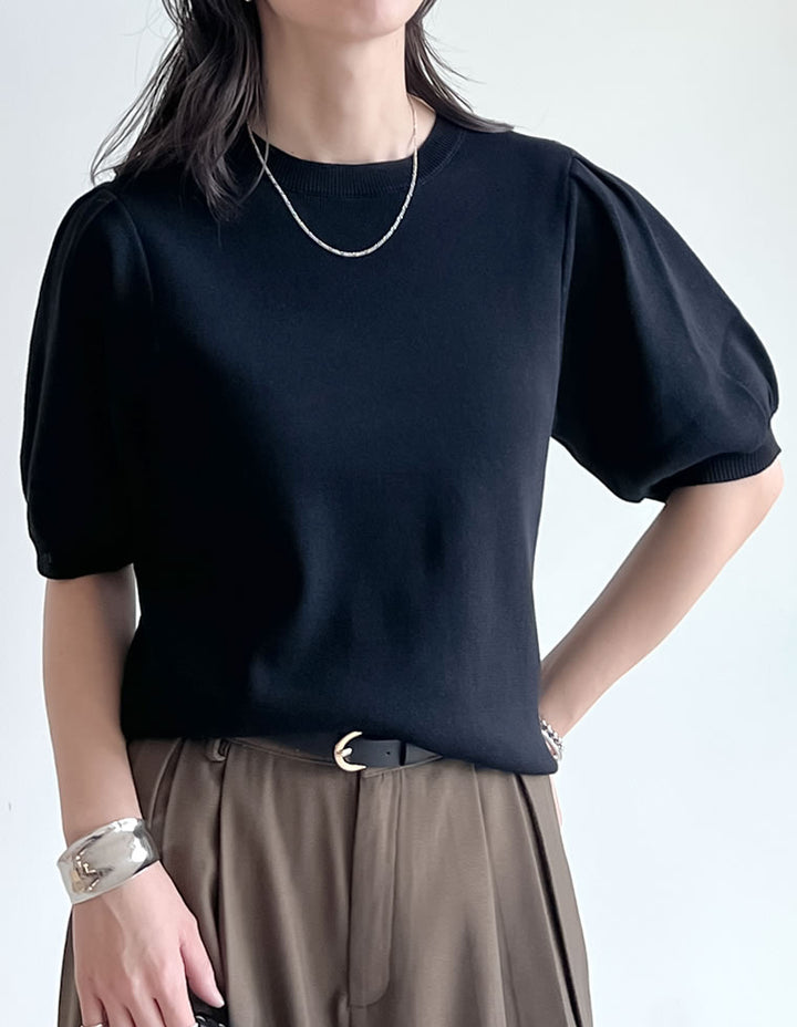 【TIME SALE 20%OFF ¥3,747⇒¥2,997】[二の腕カバー][涼感]レーヨンブレンドパフスリーブスポンジニットトップス トップス 人気レディースファッション通販 リエディ