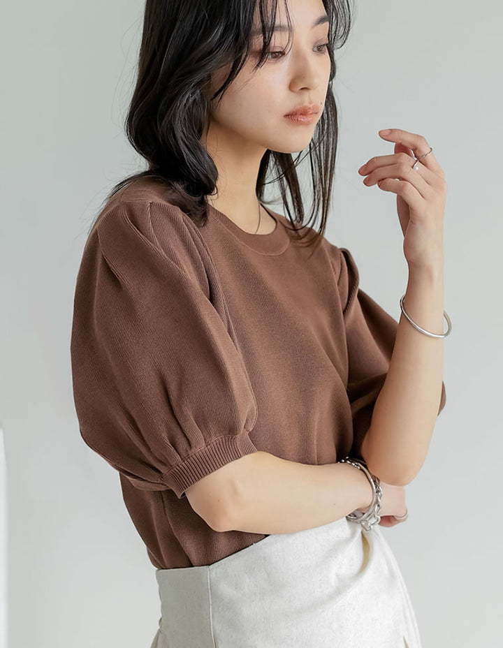 【TIME SALE 20%OFF ¥3,747⇒¥2,997】[二の腕カバー][涼感]レーヨンブレンドパフスリーブスポンジニットトップス トップス 人気レディースファッション通販 リエディ