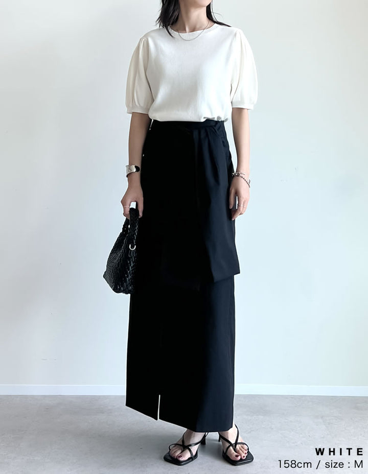 【TIME SALE 20%OFF ¥3,747⇒¥2,997】[二の腕カバー][涼感]レーヨンブレンドパフスリーブスポンジニットトップス トップス 人気レディースファッション通販 リエディ