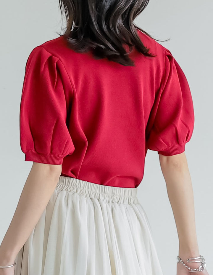【TIME SALE 20%OFF ¥3,747⇒¥2,997】[二の腕カバー][涼感]レーヨンブレンドパフスリーブスポンジニットトップス トップス 人気レディースファッション通販 リエディ