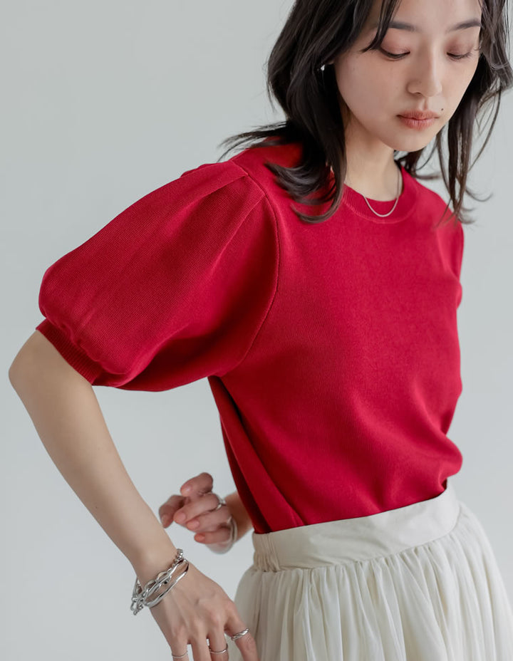 【TIME SALE 20%OFF ¥3,747⇒¥2,997】[二の腕カバー][涼感]レーヨンブレンドパフスリーブスポンジニットトップス トップス 人気レディースファッション通販 リエディ